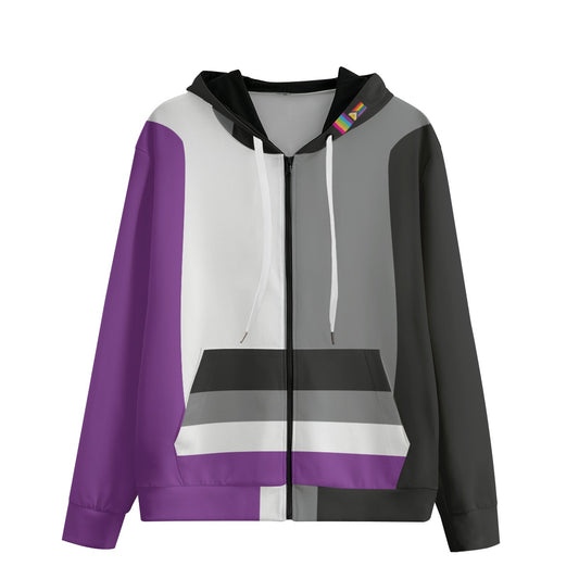 Ace of Hearts Asexual Pride Zip-Up Hoodie - 100% Cotton 310gsm