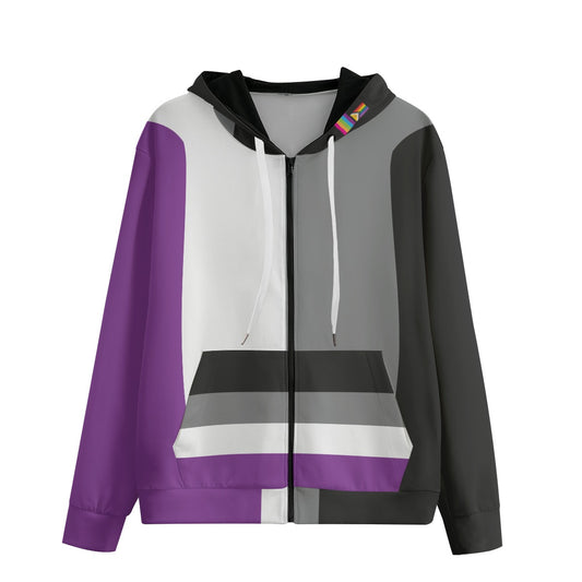 Ace of Spades Asexual Pride Zip-Up Hoodie - 100% Cotton 310gsm