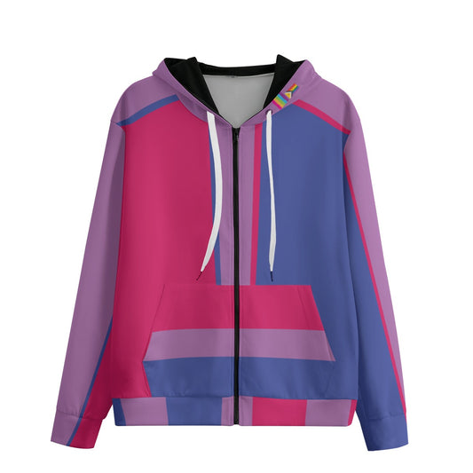 Bisexual Pride Zip Up Hoodie - 100% Cotton 310gsm