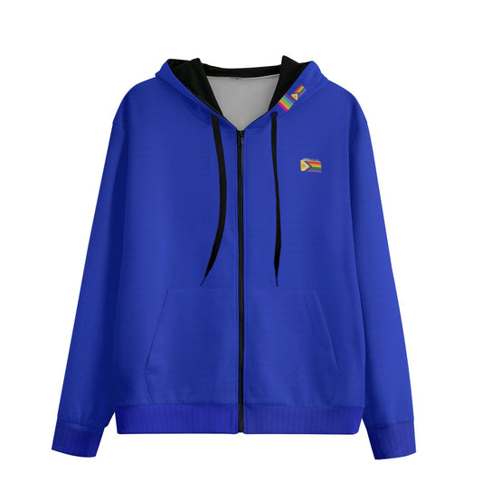 Pride or Die Zip-Up Indigo Hoodie - 100% cotton 310gsm