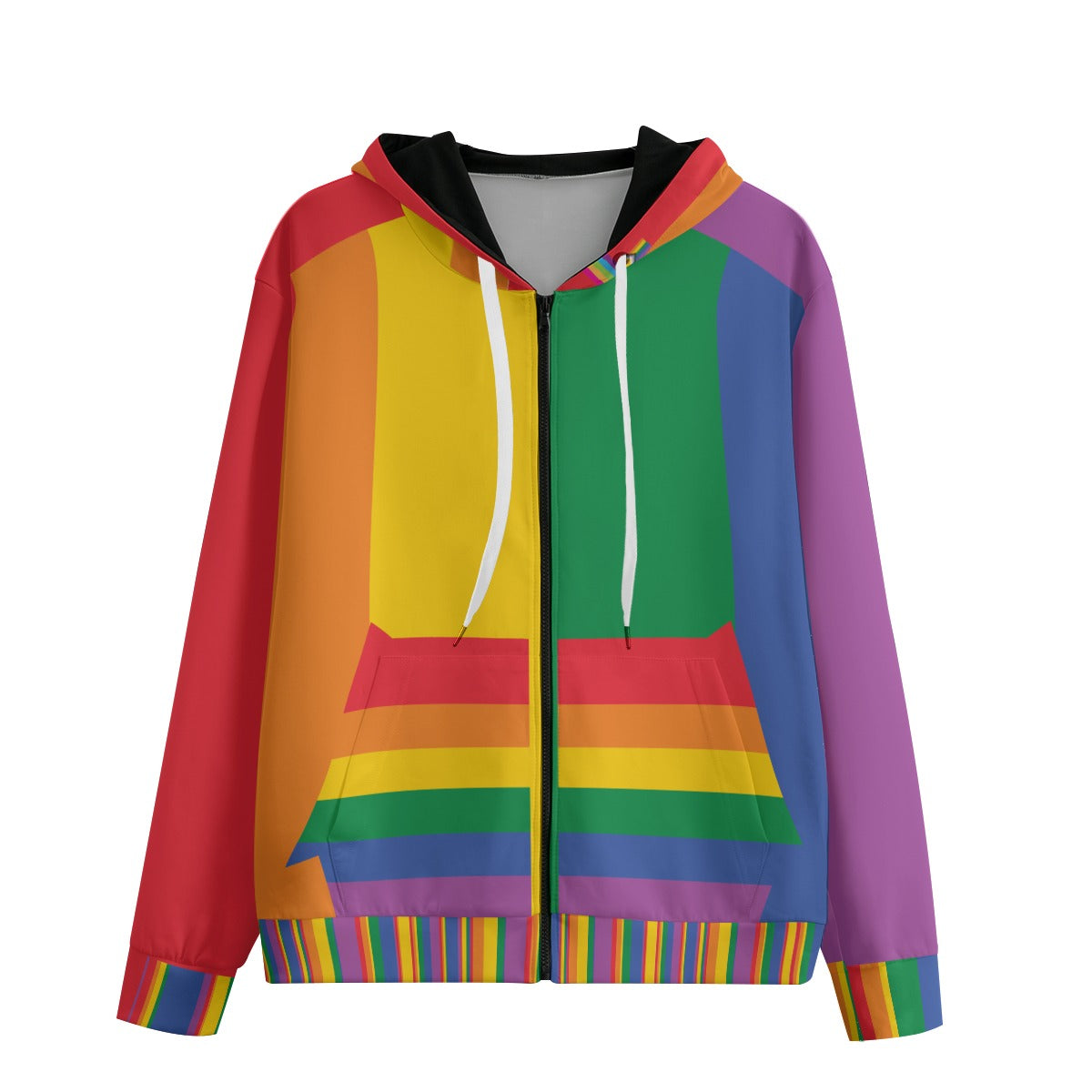 Rainbow Pride Zip-Up Hoodie - 100% Cotton 310gsm