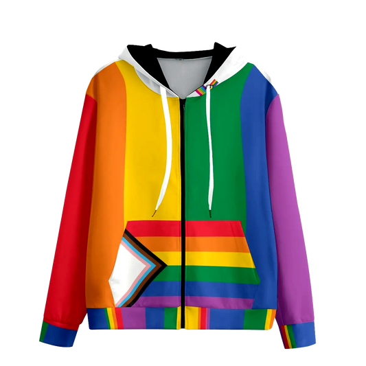 Progress Pride Zip-Up Hoodie - 100% Cotton 310gsm